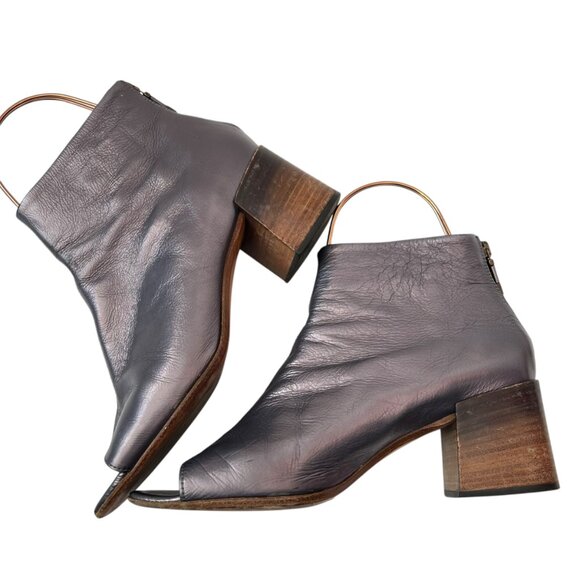 Alberto Fermani Solara crinkled leather booties metallic pewter boots size 9 39 - Picture 6 of 12